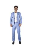 Active Fashion Men’s 2 Piece Solid Regular Fit Suit Set with Coat and Trouser (in, Numeric, 38, Sky Blue)