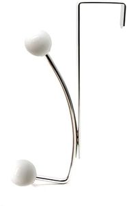 Over the Door 2 Metal Hooks Rack Chrome/White