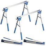 OKSTENCK 2Pc Saw Horses Folding Heavy-Duty Workbench with 1200kg Load Capacity Features 2x4 Fixed Support Legs Height-Adjustable Suitable for Carpentry Support and Construction Work.