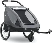 Delta Children, Jeep Everest 2-in-1 Child Bike Trailer and Stroller for 2 Kids, 2-Seater Lightweight Multisport Trailer with Converts to Jogging Stroller, Compact Fold for Travel and Storage, Grey