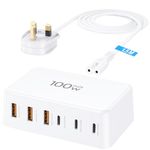 USB C Charger 100W Multi USB Desktop Charger Type C 6 Port GaN USB Charging Station Phone Fast Charge Portable Plug Travel Adapter Block for iPhone 15 14 13 12 11 Pro Max, iPad, Samsung, Pixel