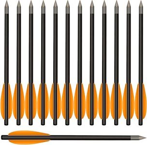 WANVZMR Mini Pistol Crossbow Bolts with Sharp Steel Tips, 6.3" Carbon Crossbow Arrows for 50-80lbs Pistol Crossbow for Adults Great for Shooting Target Practice Small Hunting Archery (12pcs, Orange)