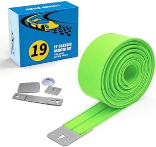 18Ft Flexible Race Track for Kids, with Three Types of Hooks,Monster Blue Truck Ramp with Suction Cups - Rolls Up Portable DIY Racetrack Compatible with Diecast 1/64th Cars Model