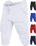 Penveer Adult Integrated Football Pants - Men’s Football Practice Pants with Built-in Pads, White, Small