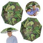 Realure 2 Pcs Head Umbrella Hats with Elastic Bands, Camo Funny Umbrella Hat, Mini Portable Hands Free Umbrella Fishing Caps, Outdoor Sun Rain Umbrella Hats for Women, Adult & Kids