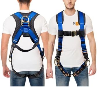 ATERET Fall Protection 5pt Safety Harness, Dorsal D-ring, Quick-Connect Buckle, Grommet Legs, Sewn in Back Pad I OSHA ANSI Compliant Personal Equipment (Blue - Universal)