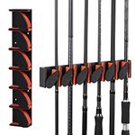 6 Capacity Fishing Rod Holder – Wall Mounted Fishing Rod Rack, Vertical Fishing Rod Storage Rack for Garage, Fits Max Rods Diameter 21mm(0.83"), Black