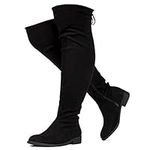 RF ROOM OF FASHION Women's Stretchy Over The Knee Low Heel Boots (Wide Calf Wide Width), Black Su (Wide Calf Wide Width), 11 Wide