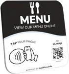 NFC Menu QR Code Plate with Stand or Adhesive – Menu QR Code Holder, Restaurant QR Code Stand, No App or Subscription, Tap or Scan to View Menu, Works with Existing Menu Link