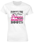 Hippowarehouse Forget The Glass Slippers This Princess Wears Motorcycle Boots Motorbike Biker Womens Fitted Short Sleeve t-Shirt (Specific Size Guide in Description) White