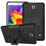 MoreFit Hybrid Armor Back Cover Case with Kickstand Wheel Pattern for Samsung Galaxy Tab 4 7.0 Inch SM-T230 /T231 /T235 - Black