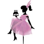 Ubuntu ® - Fabulous Sitting Girl Birthday Cake Topper - MDF (Wood) - Fine Laser-Cut - Long Life Cake Party Decoration Item - (Pack of 1) (Baby Pink)