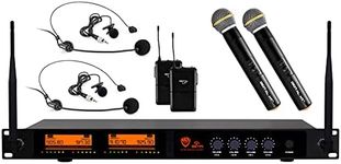 Nady DW-44 Quad Digital Wireless Handheld, Lapel & Headset Microphone System – Ultra-Low Latency with QPSK Modulation - Four XLR and Mixed 1/4” outputs - Fixed Frequency