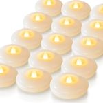 Homemory 24 Pack 100+ Hour Flameless Led Floating Candles, 3” Battery Operated Flickering Waterproof Tealights for Cylinder Vases, Centerpieces at Wedding, Party, Pool, Holiday (Warm White)