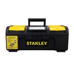 STANLEY 1-79-216 16" One-Touch Heavy-Duty Portable Plastic Tool Box With Removable Tray for Easy & Convenient Storage, 16 Kg Load Capacity, 1 Year Warranty, YELLOW & BLACK, 22x39.4x16.2 cm