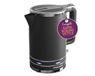Andrew James Fast Boil Electric Kettle, Large 1.7L Capacity, Cordless Quiet Kettle with Reusable Filter, Quick Boil, Modern, Stylish, Practical, Lumiglo 3000W (Black)
