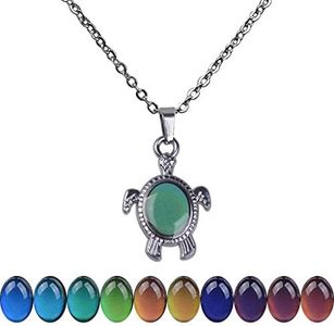 FM FM42 Temperature Sensing Color Changing Sea Turtle Pendant Necklace with 19.29" Stainless Steel Rolo Chain ZN1307