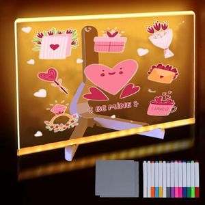 LED Note Board with Colors, Acrylic Dry Erase Board with Light, Magic Glowing Message Marker Board, Illuminated Drawing Board Light Up with Adjustable Stand for Office School Home (11.81 * 7.87inch)