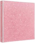 EYROZILL 3 Rings Binder for School Supplies, 1 Inch Round Rings to Hold 300 Sheets, Fashion View Binders, Glitter Pink