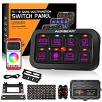 Auxbeam 8 Gang Switch Panel Bluetooth AR-800 RGB Switch Pod Toggle Momentary Pulsed Switch Box 12v Switch Panel for Marine Boat Car Truck Offroad RV Camper Van SUV UTV ATV Waterproof 2-Year Warranty