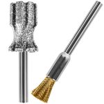 Faster Cooling Dog Nail Grinder Bit Sawtooth Head, Anti-Clogging Diamond Pet Nail Grinding Tip with Steel Brush for 1/8" Dremel Rotary Tools & Many Brands for Small Medium Large & Anxious Dogs