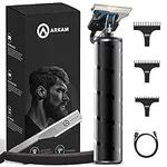 Arkam Beard Trimmer for Men - Cordless, Water-Resistant Hair Grooming Kit for Head, Face & Body w/ 3 Attachments, Straight Razor & Brush - Fast Charging Electric Manscape Clippers w/Extended Battery