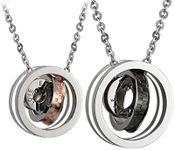 His and Hers Matching Necklace Pendant Set Eternal Love Interlocking Circles Stainless Steel