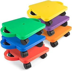 Champion Sports Standard Scooter Board with Handles - Set of 6, Multi-Colored