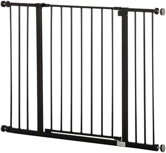 PawHut Barrière de sécurité sans perçage Longueur réglable dim. 76-107l x 76H cm barrière Chien en Acier Plastique Noir