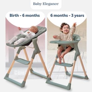 Baby Elegance Mash High Chair – Sage Green Adjustable Seat