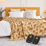 WOOMER [5 Year Warranty] Heated Blanket King Size Electric Blanket 90"x 100", Faux Fur Fast Heating, 10 Heating Levels & 0.5-12H Auto Off, Dual Control, Over-Heat Protection, ETL Certification