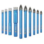 BRSCHNITT Diamond Drill Bit Set - 10 Pieces Diamond Drill Bit - Hole Saw for Ceramic, Granite, Porcelain, Tiles, Porcelain Stoneware, Masonry, Marble, Masonry