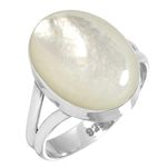 Jeweloporium 925 Silver Ring for Women White Real Mother Of Pearl Gemstone Statement Silver Ring Size 10 Wedding Gift Fashion Jewelry