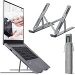 Boxome Portable Aluminium Alloy Laptop Stand with Adjustable Height, Anti-Skid Silicone Grip, Foldable, OverHeating Protection for Laptops & MacBooks, Grey