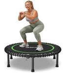 BCAN Foldable Mini Trampoline 102/122cm Fitness Trampoline for Adults with Heavy Duty Rubber Ropes, Stable and Quiet Training Equipment, Ideal for Indoor & Garden Training (102cm-green)