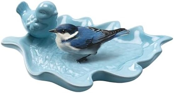 Navaris Bain d'oiseaux - Abreuvoir pour Oiseau pour Le Jardin - Bain d'oiseau et Decoration pour l'Exterieur - Baignoire en Ceramique pour Les Petits Animaux de Votre Jardin