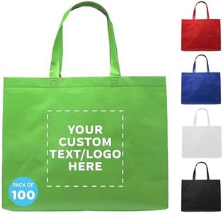 DISCOUNT PROMOS Custom Jumbo Sized Tote Bags Set of 100, Personalized Bulk Pack - Reusable Grocery Bags, Shopping Bags, Promotional Item Totes for Women - Lime Green