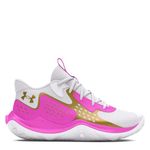 Under Armour Men's Ua Jet '23 Basketball Shoes, (105) White/Vivid Magenta/Metallic Gold, 11.5 Women/10 Men