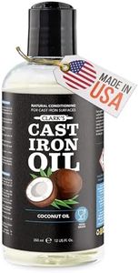 Cast Iron Seasoning Oil - Refined Coconut Oil for Cast Iron Skillets and Carbon Steel Cookware - Plant Based Vegan with No Mineral Oil to Prevent Rust for a Cleaner Non-Stick Pan - For Cleaning and Restoring Kitchen Cookware