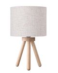 EDISHINE 34 cm Bedside Lamps, Wooden Tripod Table Lamps for Living Room, Beige Linen Lampshade, Nightstand Table Lamp for Bedroom, Kids Room, Nursery, Dorm, LED Bulb Included, E27 Socket