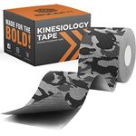 Boldfit Kinesiology Tape for Physiotherapy, Sports Injury, Pain Relief Muscle Tape, for Shoulder, Wings, Arms, Ankle K Taping Waterproof Athletic Tape for Pain Support -2 Inch Camo Black