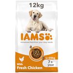 IAMS Complete Dry Dog Food for Senior 7+ Large Breeds with Chicken 12 kg