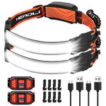 Head Lamps Rechargeable 2 Pack, Lampe Frontale LED 230°Wide-Beam USB Rechargeable Headlights, 3 Modes, for Outdoor Lighting, Emergency, Hardhat Headlight