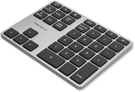 Macally Bluetooth Number Pad for Laptop - Slim Aluminum Design - Rechargeable Wireless Numeric Keypad - 35 Key Numpad Keyboard for Data Entry - for Mac, MacBook Pro/Air, iPad, iPhone, iOS, PC, Android