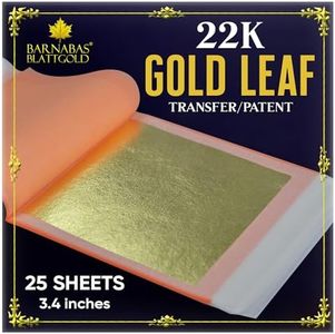 Barnabas 22K Real Gold Leaf Sheets for Crafts - 25-Transfer Sheet 3.4inch
