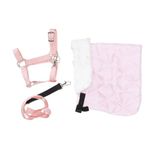 Panduro Hobby Horse Halter Set, Wool Blanket + Nylon Halter for Horses with Metal Buckles + Lead for Hobby Horse Accessories - Pink