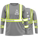 Hi-Vis Reflective Safety T-Shirt Custom Logo Sturdy Print High Visibility Security Uniform, Grey - Style 7, Medium