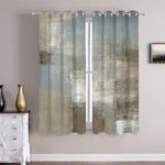 Batmerry Taupe Squares Texture Blackout Curtains for Bedroom, Grey and Beige Abstract Painting Grommet Top Drapes Thermal Insulated Window Curtains, Set of 2 Panels, 52x63 inches