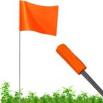 Orange Marker Flags, 100 Pack Construction Marking Flags | 4x5x16 Inch, Yard Flags Marker, Lawn Flags, Invisible Fence, Survey Flags, Landscape Flags, Sprinkler Flags, Surveyor Flags, Stake Flags,