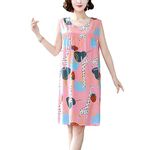 MISSMAO Women Nighties Short Sleeve Above Knee Soft Cotton Nightdress Floral Print Summer Loungwear Sleepwear 14 L